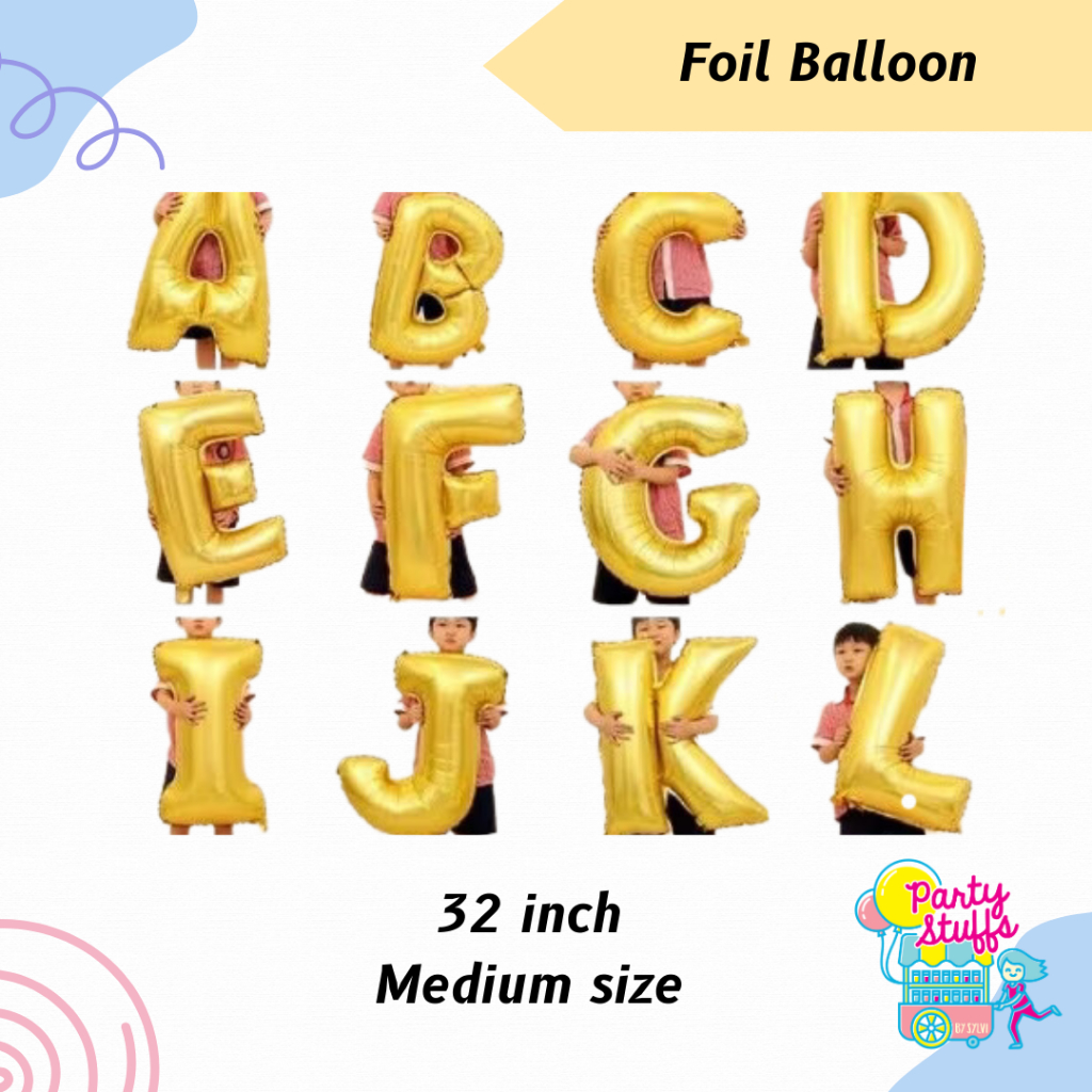 Balon huruf gold 32 Inch / Balon huruf 60-80cm Gold