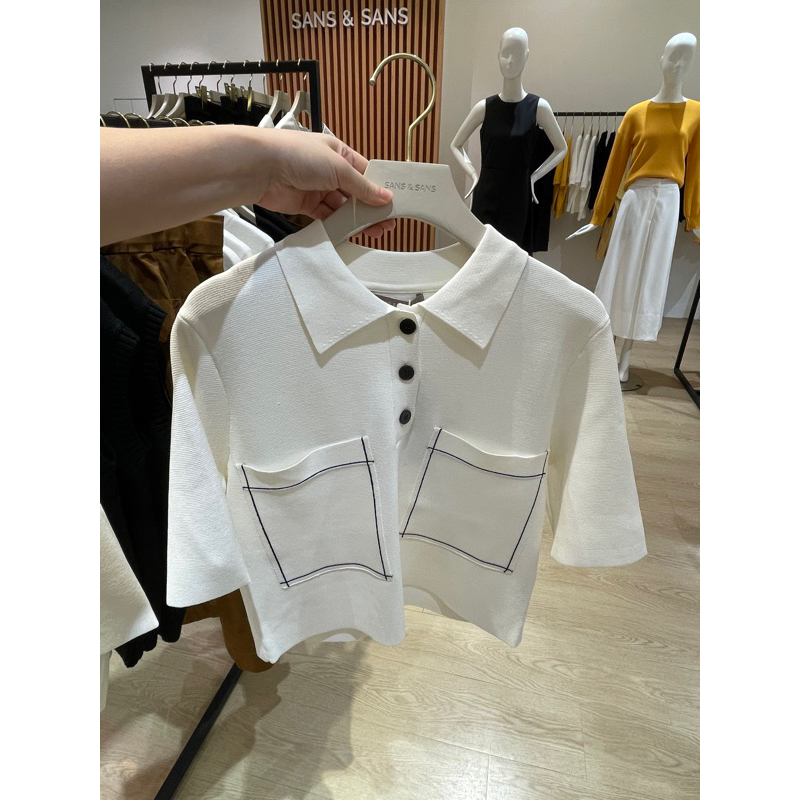 SANS & SANS Knit Top | Atasan wanita import singapore baju wanita bahan knit tebal boxy top korea st