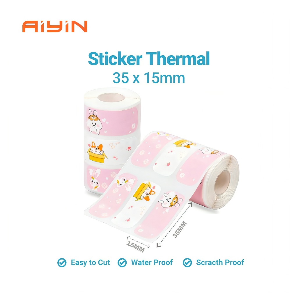 

AiYin Thermal Paper 35mm x 15mm 360pcs/Roll Multi Purpose Square Self Adhesive Label for AiYin D11