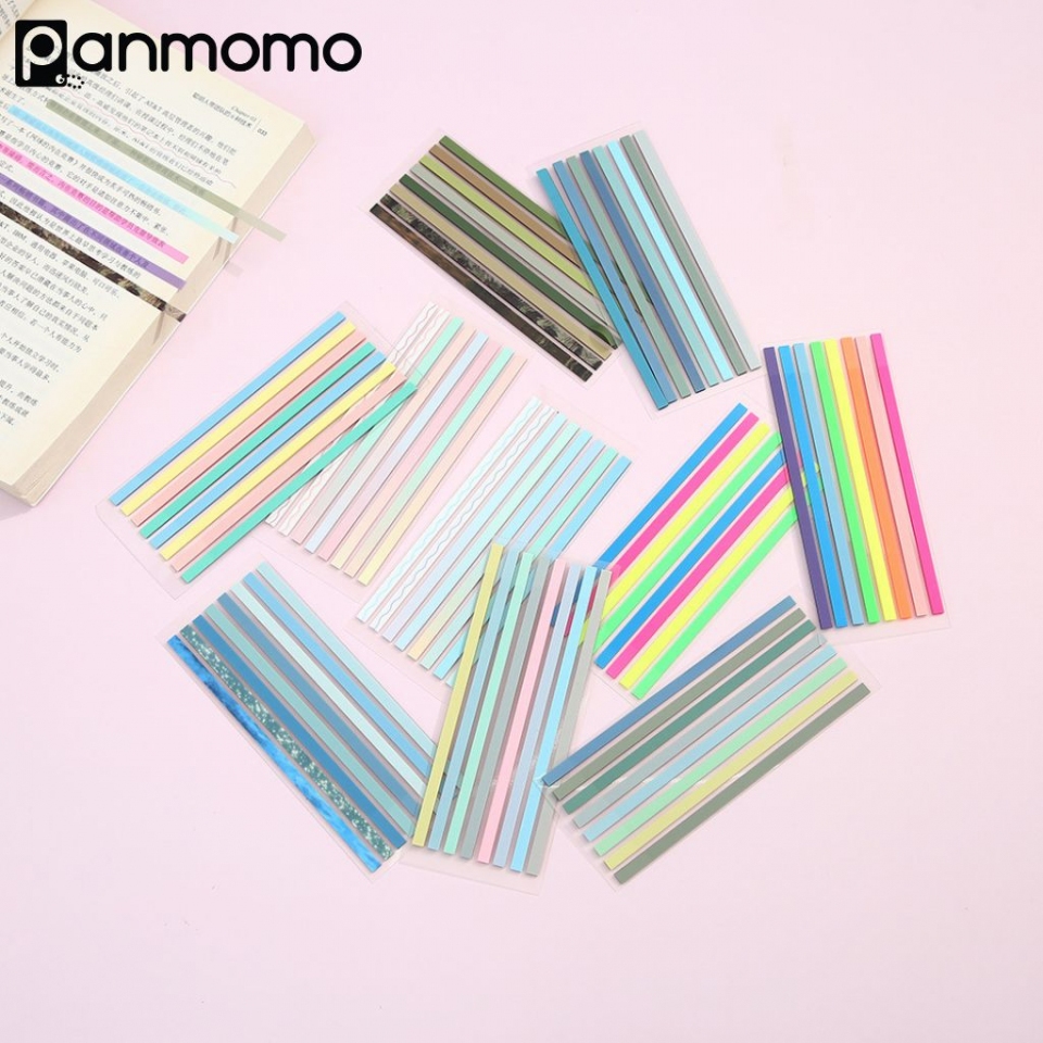 

PANMOMO Long Strip Text Highlighter Sticky Notes Tempel / PET Sticker Label Penanda Tulisan Buku