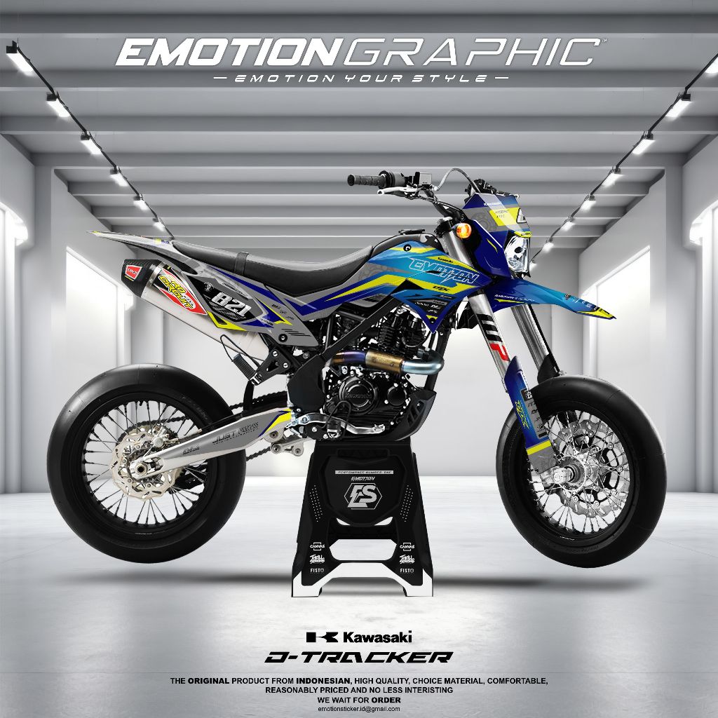 DECAL STIKER DTRACKER - KLX BF FULLBODY MIX KUNING FLUO/STABILO SUPERMOTO
