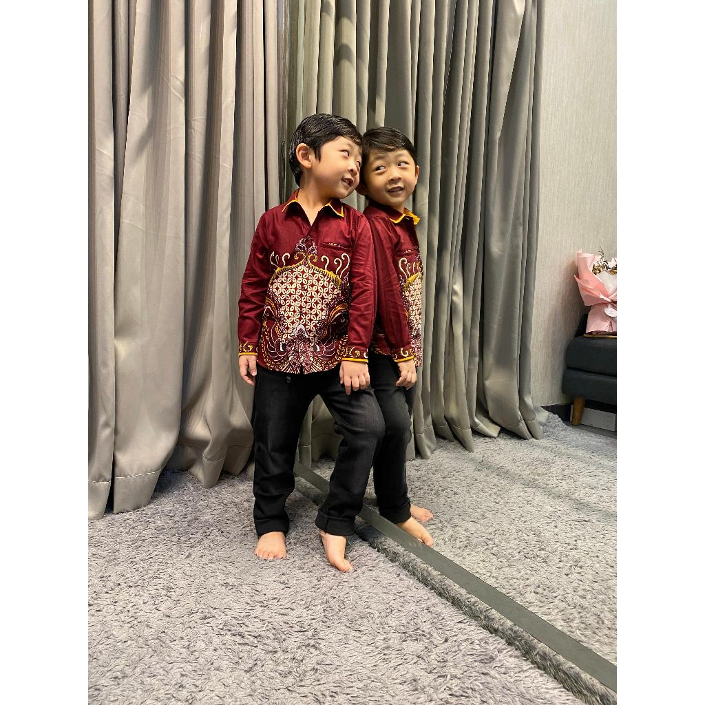 LUIGI RICCIO Kemeja Batik Anak Laki Laki Spesial Request Size Batik Premium Couple Ayah Ibu Anak