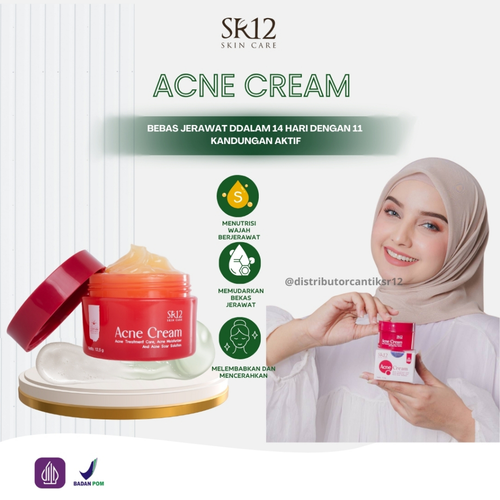 Acne Cream SR12 Cream Penghilang Jerawat BPOM Menjaga Kelembaban Kulit Wajah