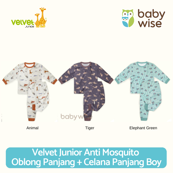 Velvet Junior Anti Mosquito Oblong Panjang + Celana Panjang Boy - Baju Setelan Anak Laki-Laki