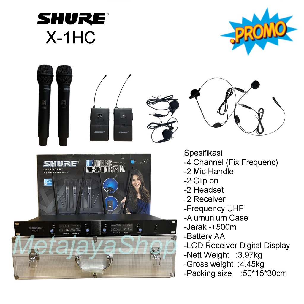 Mic Shure Wireless 4 Mic Type X-1HC