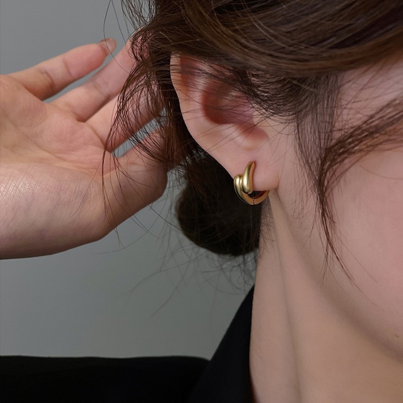 Popvjewel - Mizu Minimalis Korean Style Earrings - Anting Minimalis Warna Emas & Perak