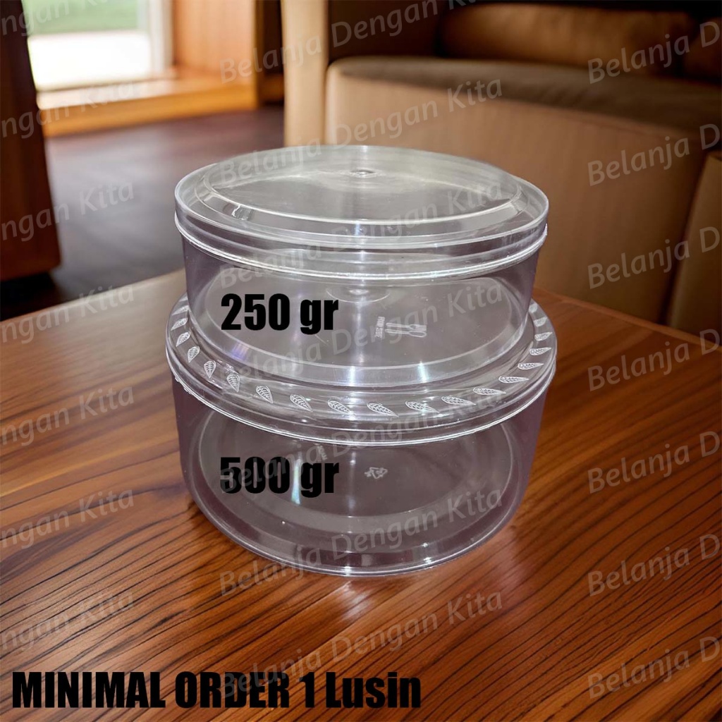 Toples Bulat Nastar Kue kering 250gr 500gr bahan PS bening / Tempat Wadah Plastik HARGA 1 DUS Tebal 