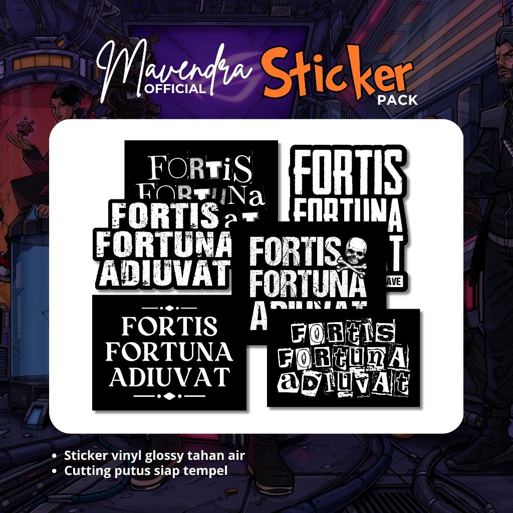 

Sticker Pack Fortis Fortuna Adiuvat Satu Pack Dapat 6 Pcs Tahan Air Tidak Mudah Mengelupas