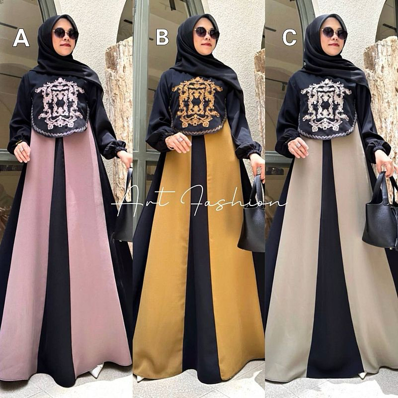 DRESS RAYA BORDIR by ART FASHION Gamis Abaya Bordir READY Hijab Fashion Gamis Bordir