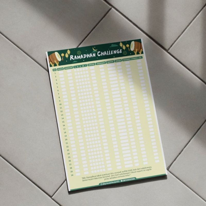 

Ramadhan Challenge Tracker A4 - Checklist Ibadah Ramadan 1446 H/2025