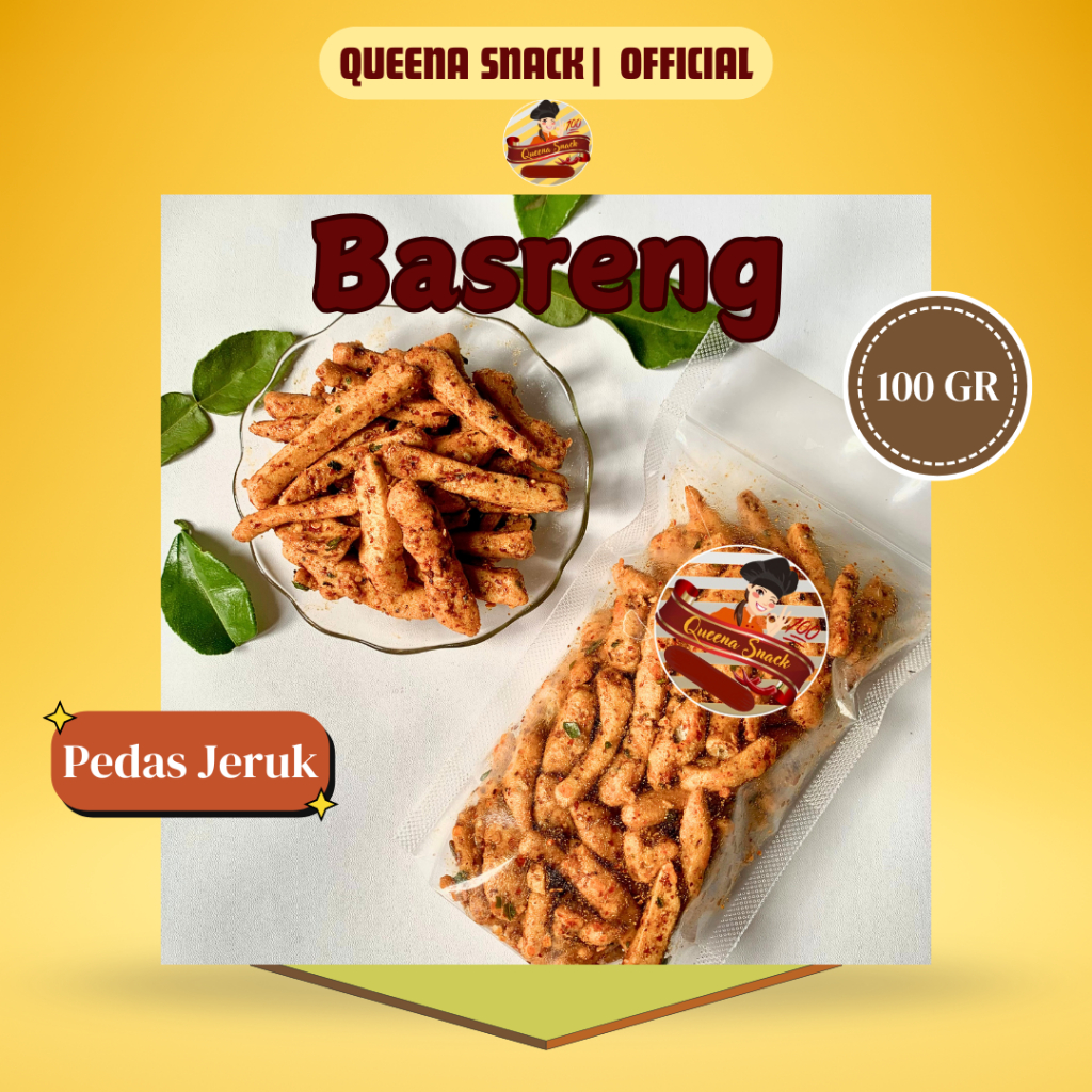 

QUEENA BASRENG Pedas Jeruk100GR - makanan ringan pedas