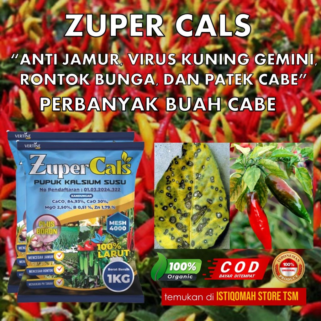 ZuperCals 1 KG Pupuk Cabe Terbaik Obat Patek Cabe Buah - Pupuk Organik pembesar Cabe Obat Patek Cabe