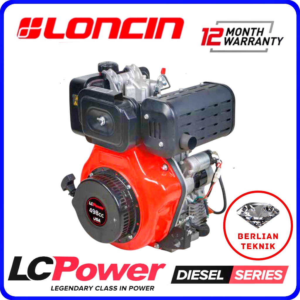 Mesin Penggerak Solar Engine Diesel Loncin LC Power Vortex D192E / D 192 E / 498 cc / 12 HP Starter