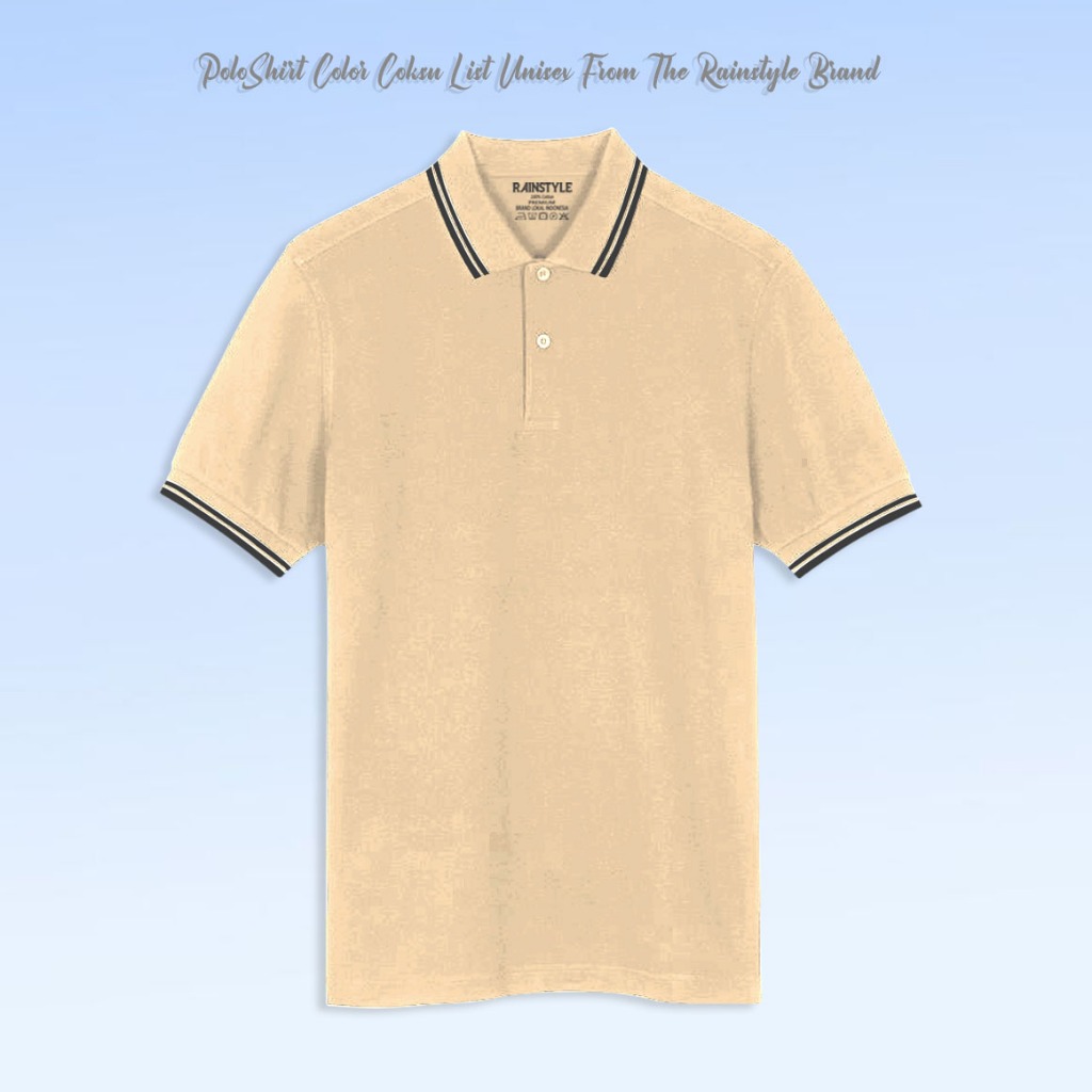 Rainstyle - Polo Shirt Polos Garis List Hitam Polo T-Shirt Kerah Keren Pria Wanita 01