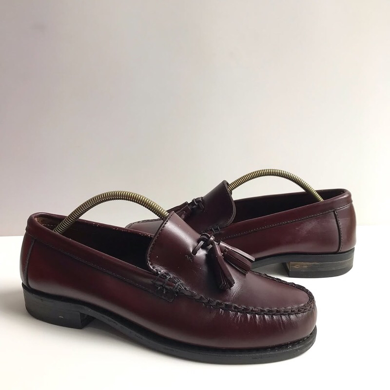 Vintage G.H bass weejuns larkin penny loafers adrian Tassel Wine burgundy shoes leather man made G.H