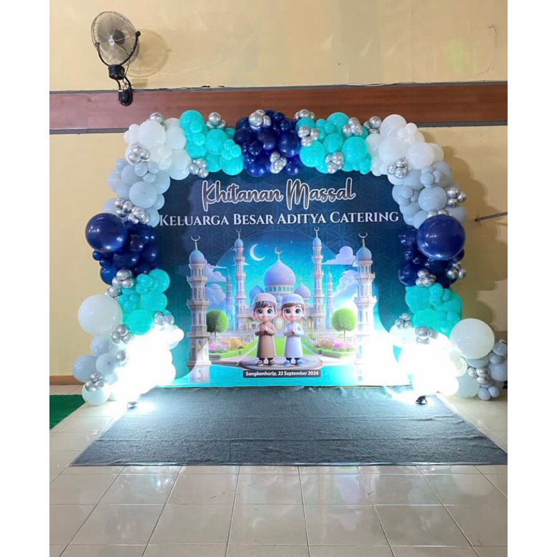 Balon + Banner2m + Lampu Sorot
