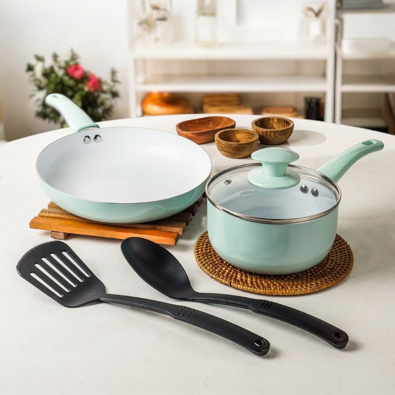 Panci Set Shinjiro 3 Pcs Cookware Set Free 2 Utensils Alat Masak Set Perlengkapan Dapur Give Set Kad