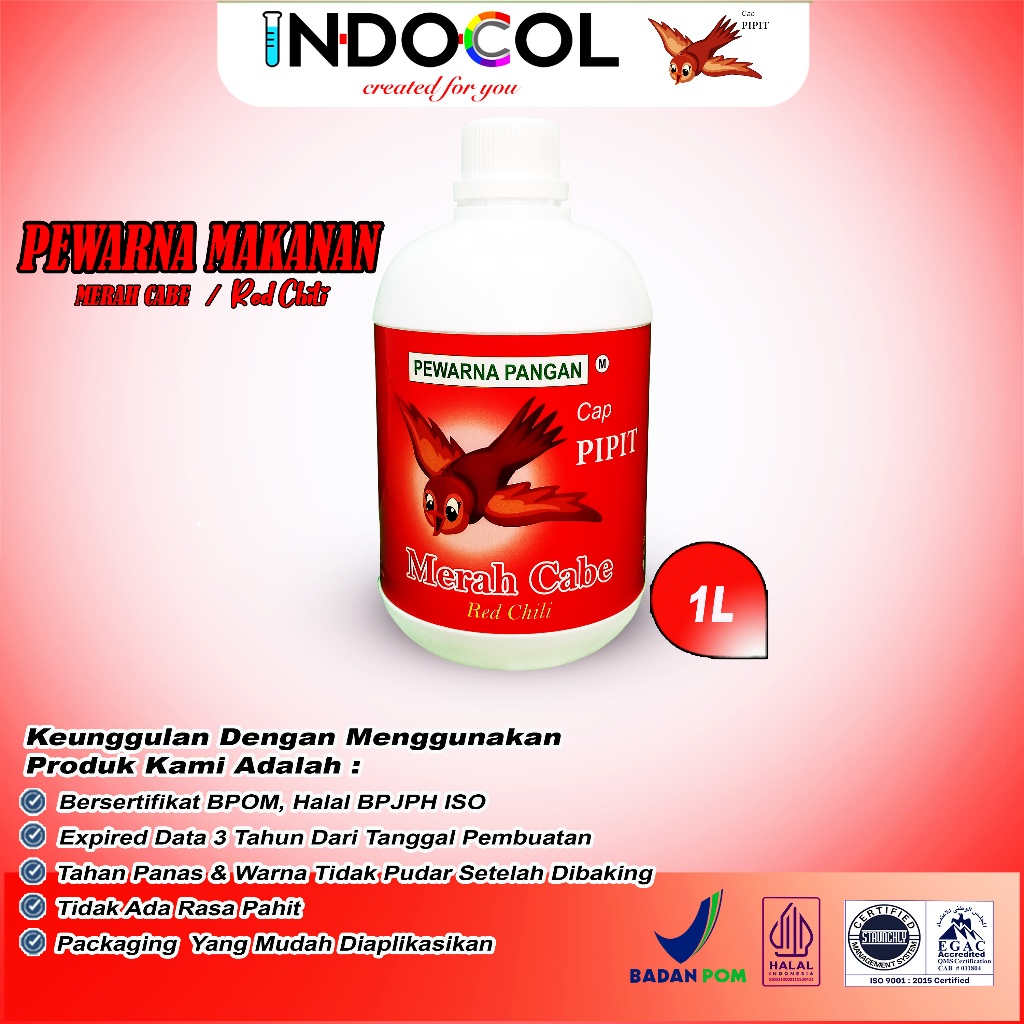 

PEWARNA CAIR MERAH CABE CAP PIPIT (1 LITER)