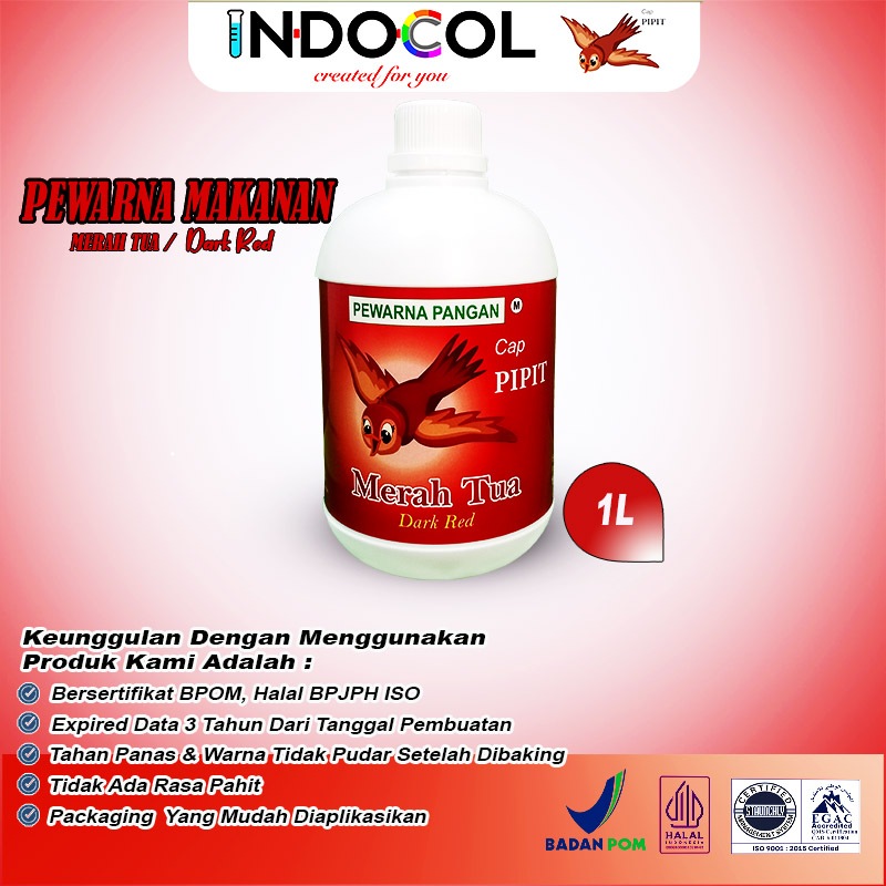 

PEWARNA CAIR MERAH TUA CAP PIPIT (1 LITER)