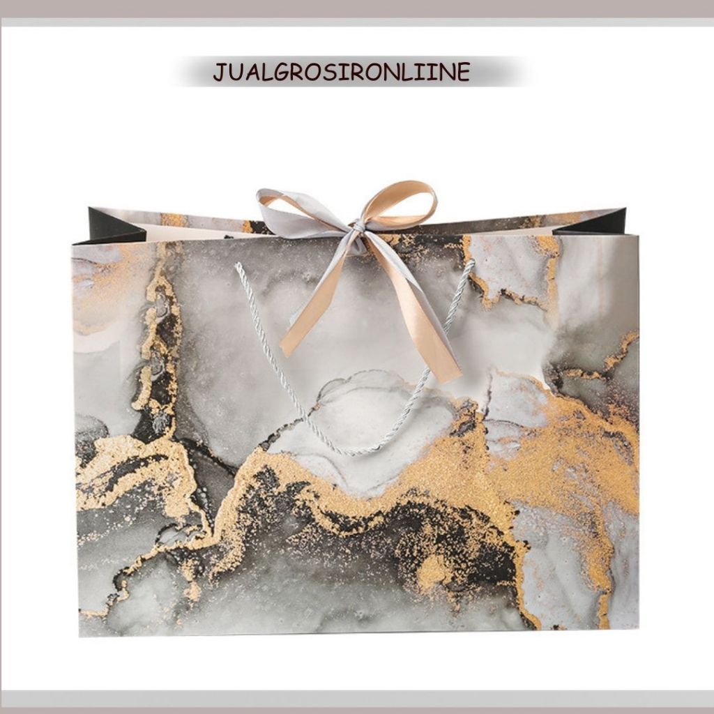 

Paper Bag Marmer Black Jumbo Tas Gift Bag Sovenir Hadiah