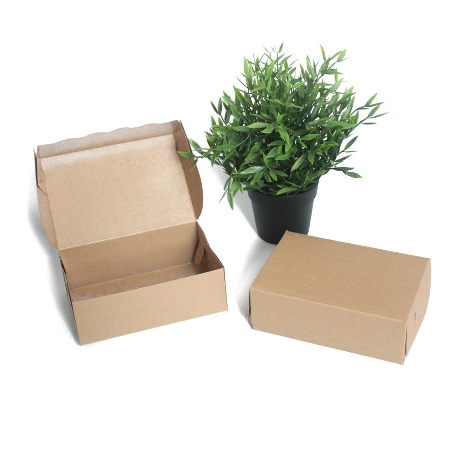 

10 Pcs Paperbox Packaging Snack Bahan Kraft Liner Ukuran 16x12x5.5 cm