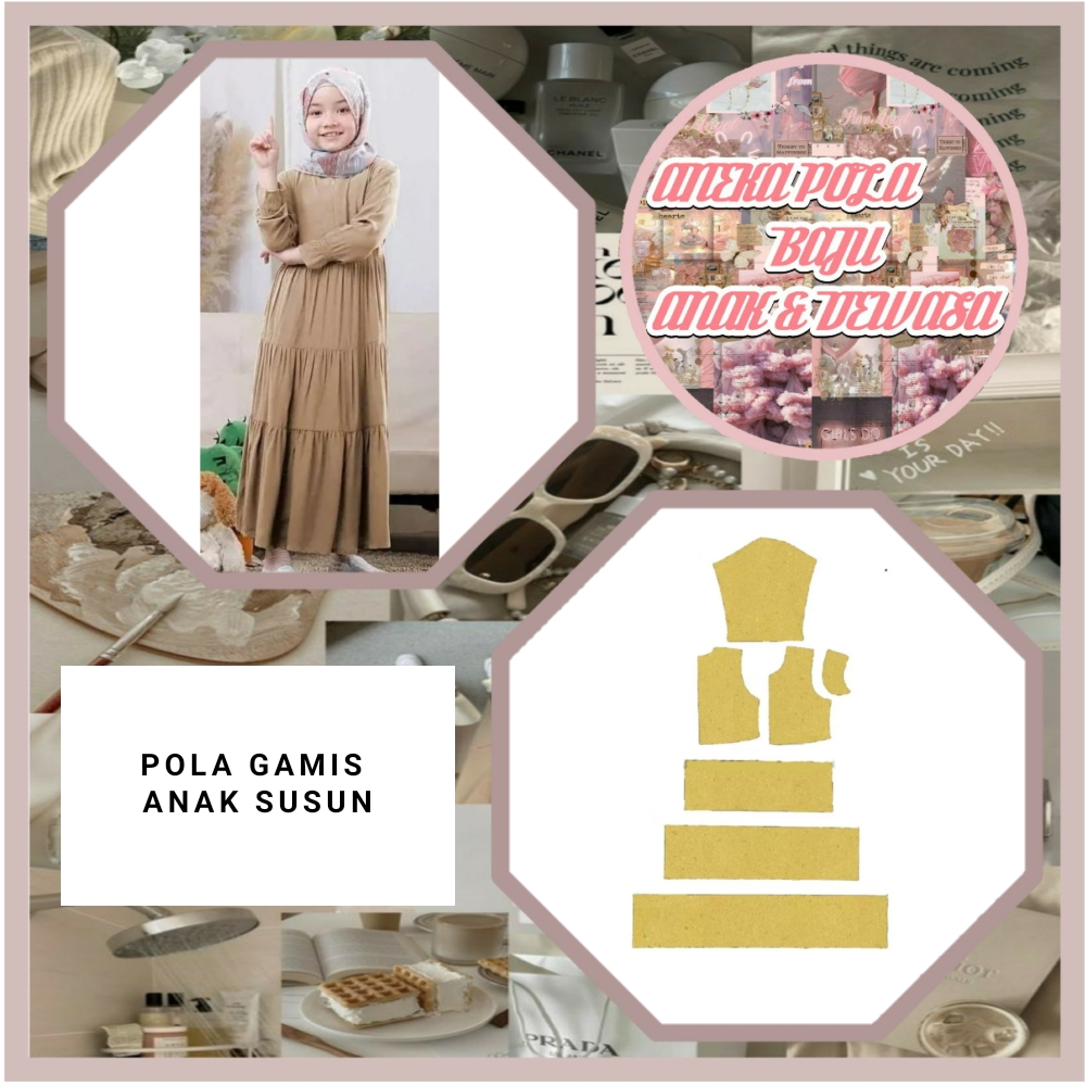 Pola Gamis Anak Susun | Pola Instan Gamis Anak Susun | Pola Jiplak |Pola Jahit |