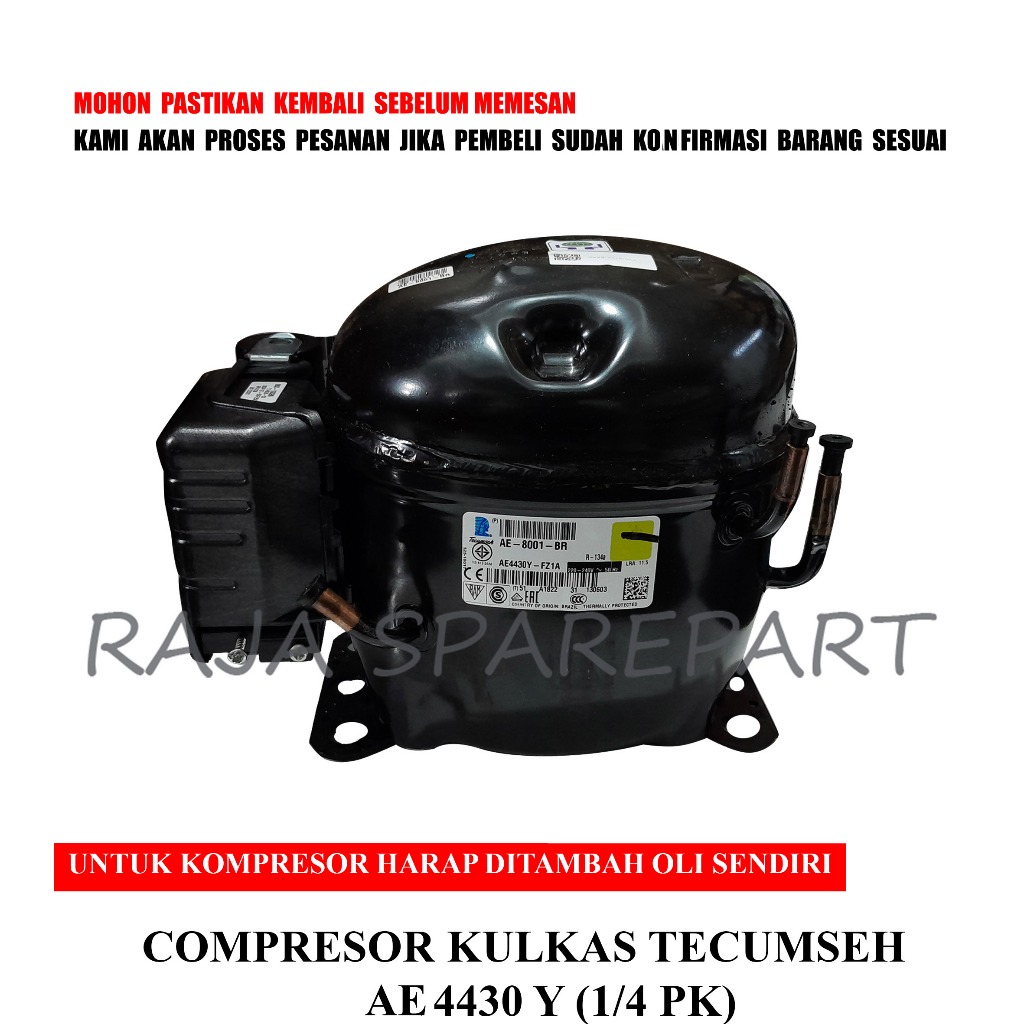 THK4430 COMPRESSOR KULKAS / KOMPRESOR / COMPRESOR KULKAS TECUMSEH AE 4430 Y (1/4 PK)
