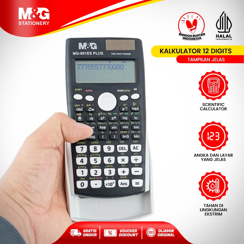 

M&G KALKULATOR 12 DIGITS TAMPILAN JELAS COCOK UNTUK SEKOLAH & KANOTR FITUR LENGKAP SCIENTIFIC