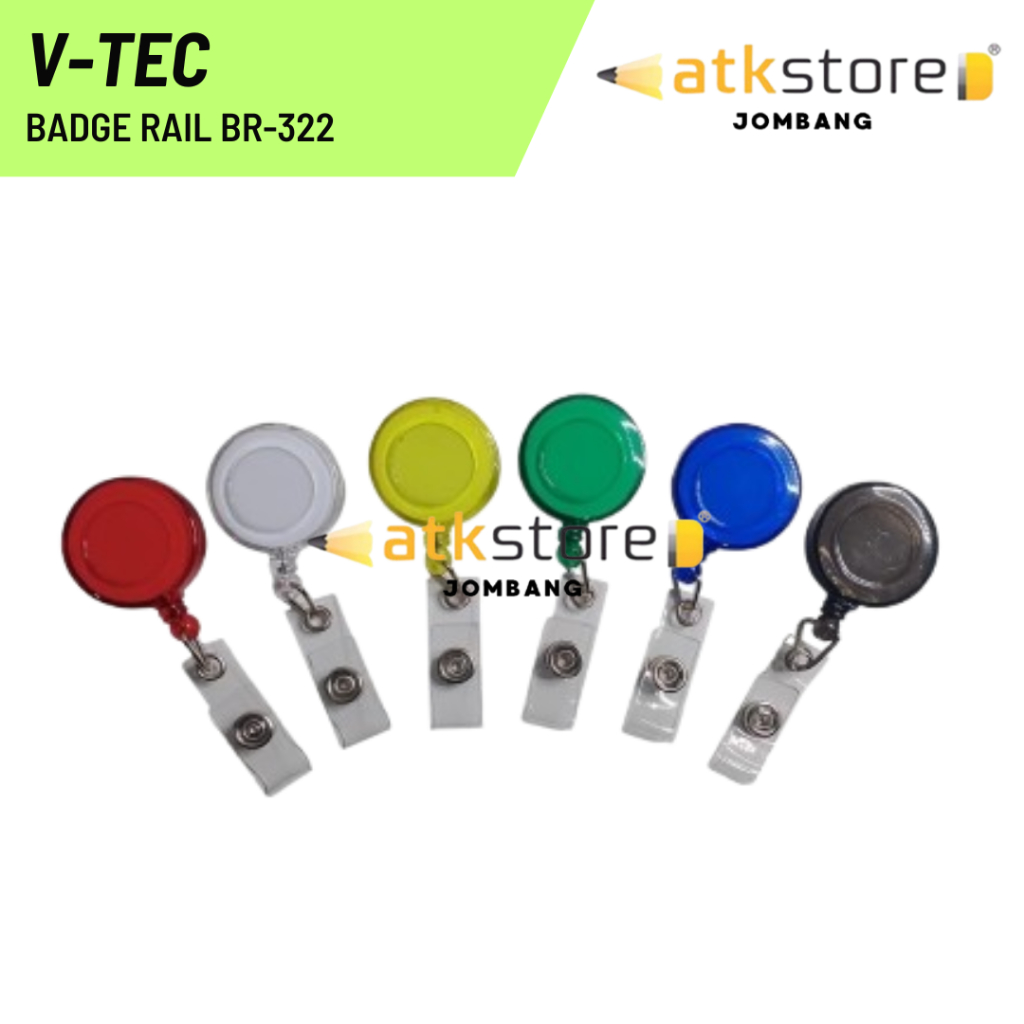 

V-TEC Badge Rail BR 322 SOLID 322 Transparan Yoyo ID Card Jepitan Name Tag Rel Lencana ID Card