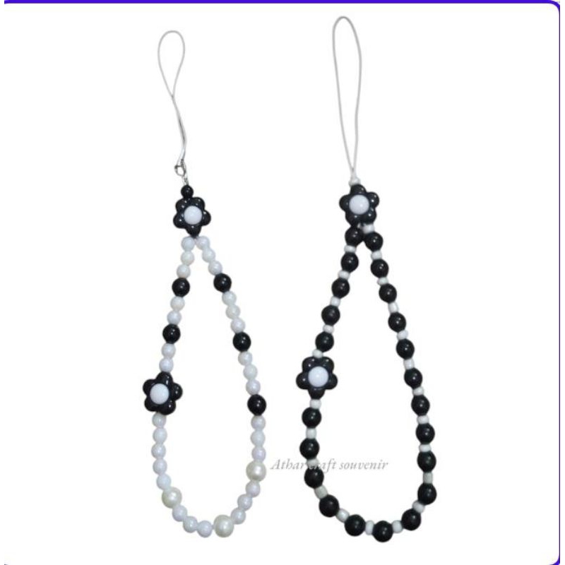 Strap Phone edisi Hitam Putih / Beads Black Series Gantungan untuk HP, Camera, Tas