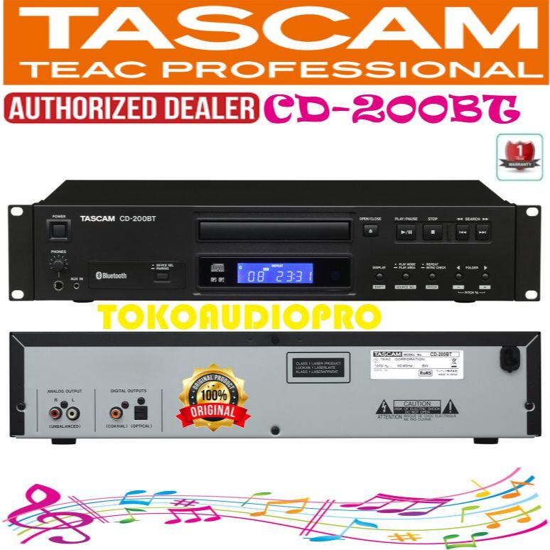 Tascam CD-200BT Professional CD Player with Bluetooth Receiver Tascam CD200BT