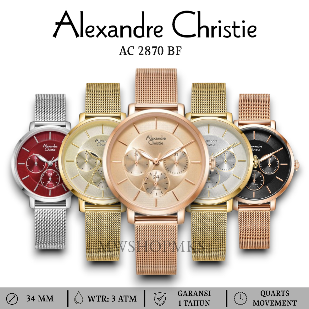 Jam Wanita Alexandre Christie AC2870 AC 2870 AC 2870BF  Original Garansi Resmi Alexander Christie Fr