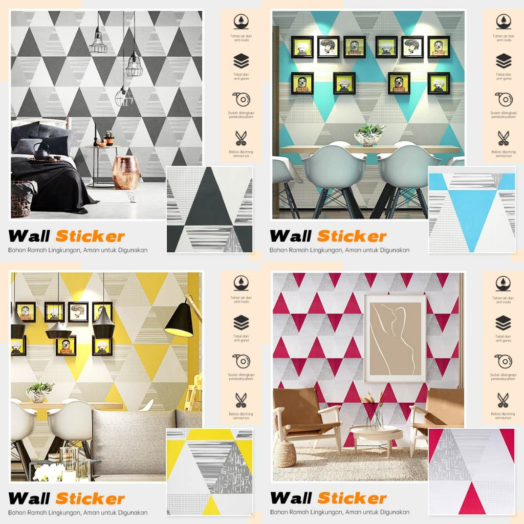 PAKET 5 ROLL - Wallpaper Stiker Dinding Kamar Tidur motif KOTAK 3D Promo Wallpaper COD TERMURAH