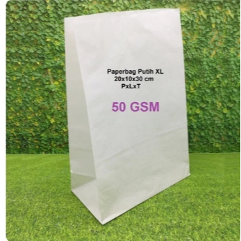 

(100pcs) Kantong kertas SOS Tipis Putih (XL) Ukuran 30x10x20cm