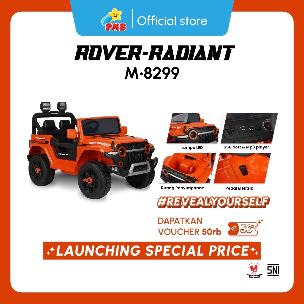 Mainan Mobil Aki Anak JEEP ROVER RADIANT PMB M8299/Mobilan Kendaraan Mainan Anak Charge Cas Listrik
