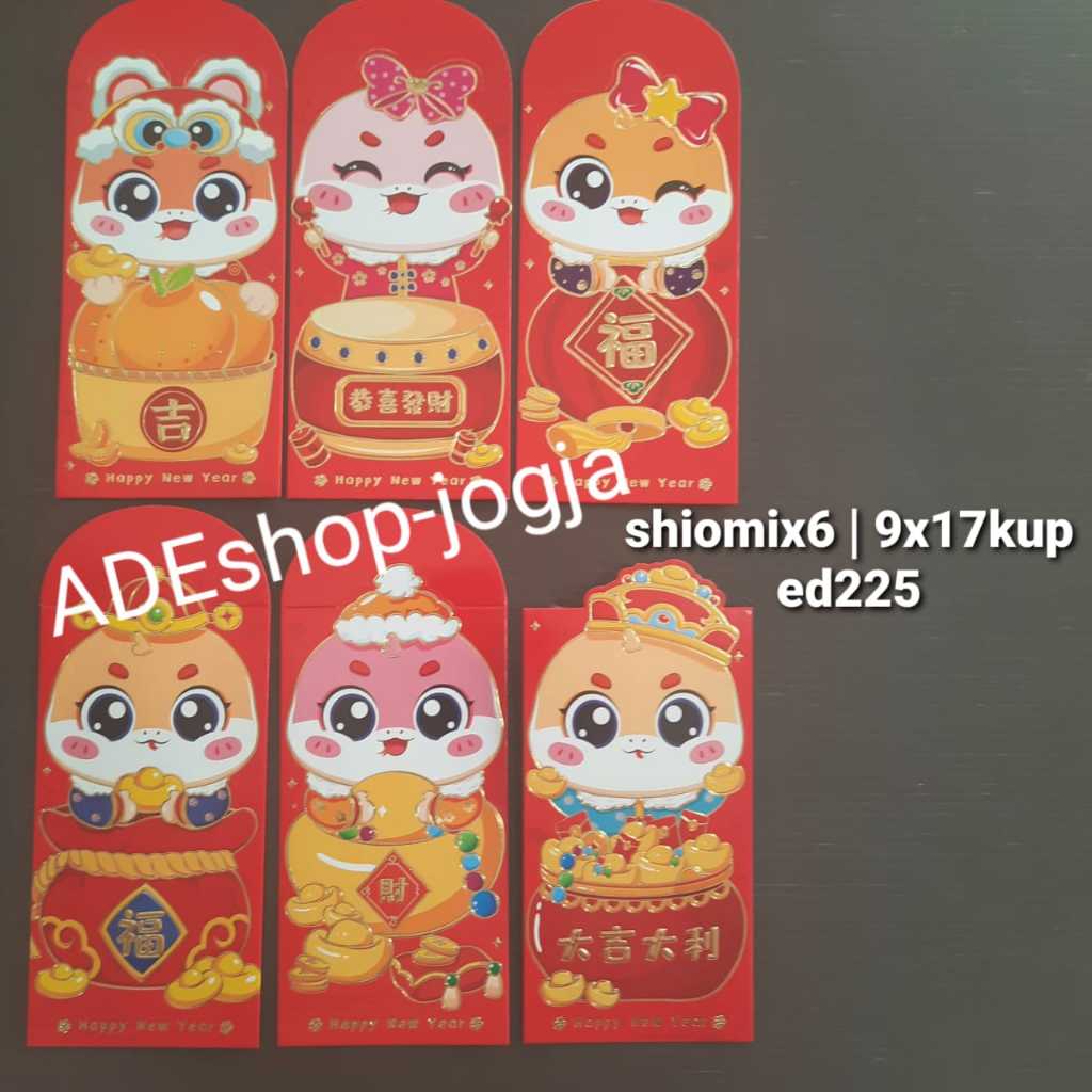 

angpao imlek shio telinga 9x16.5 mix 6 bh angpau hongbao amplop sincia xin nian panjang kuping
