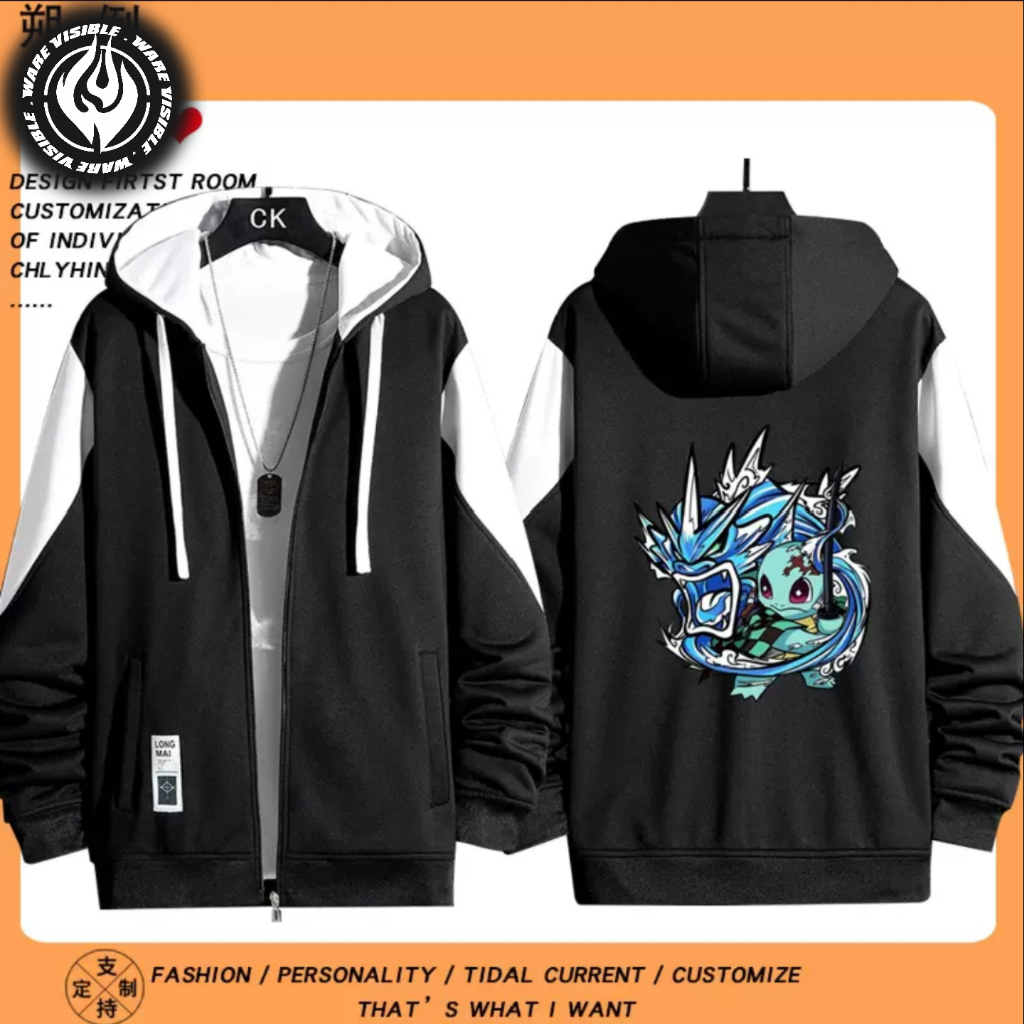 WareVisible Jacket Hoodie ZIPPER POKEMON Oversize Korean Style Unisex Jaket Fleece