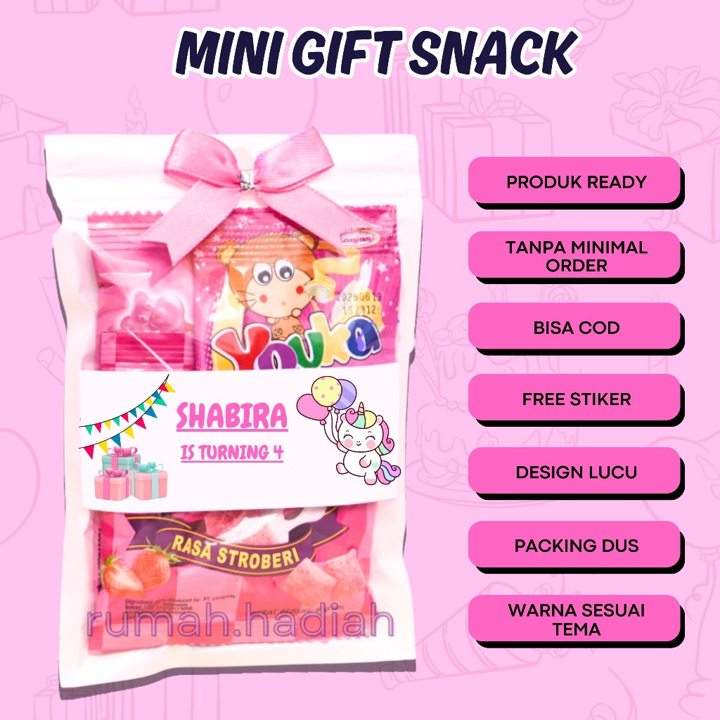 

Mini Gift Snack Tema Pink / Mini Hampers / Mini Gift Ulang Tahun