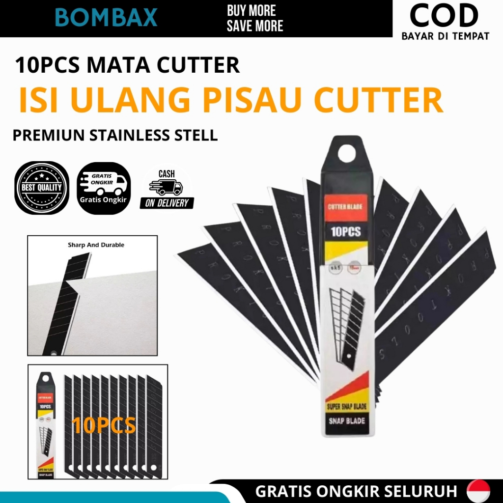 

Isi Cutter 10 Pcs Besar 18mm SK5 Refill Pisau Kater Baja Hitam Lebar Bagus Murah