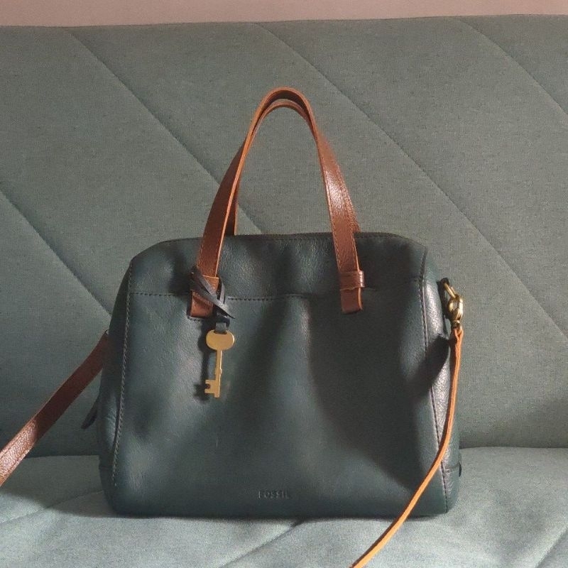 tas fossil rachel  satchel twilight green preloved