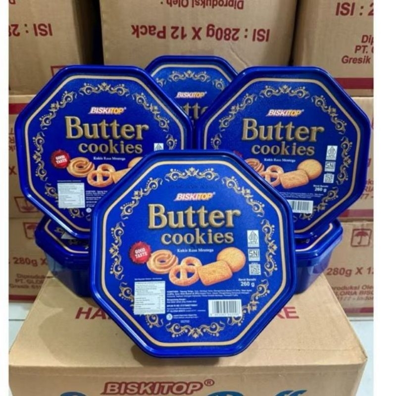 

Biskitop butter cookies segi delapan - biskuit butter kukis toples timba biru 260 gram