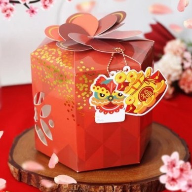 

box imlek bunga merah muat 2 toples biggy ukuran 16x13cm parcel kuker cny