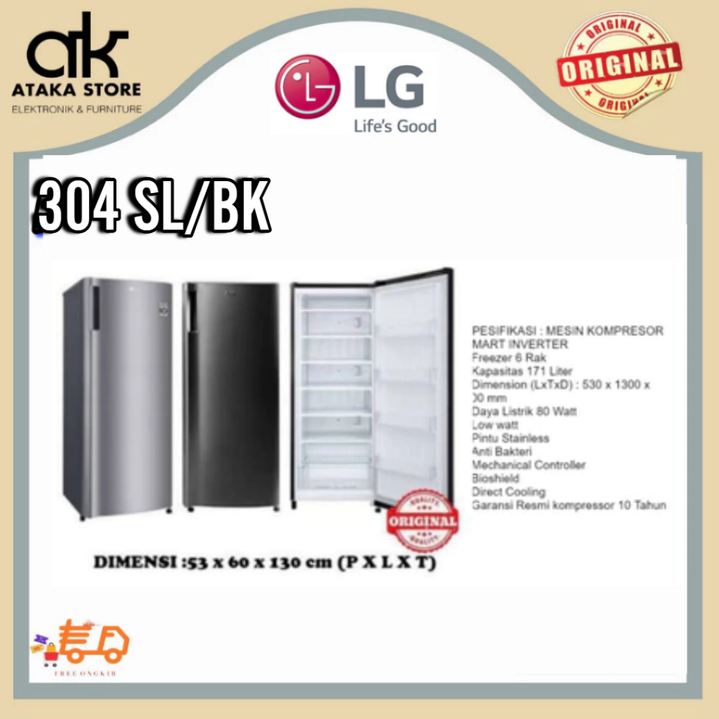KULKAS FREEZER LG GNB-304SL/304BK LEMARI PEMBEKU ES BATU/ES LILIN