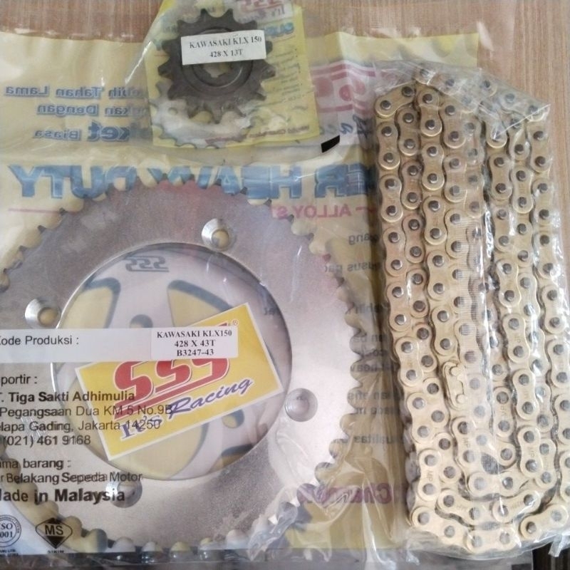 gear gir set sss428 rantai gold klx 150 Dtracker 150new/old klx S L G