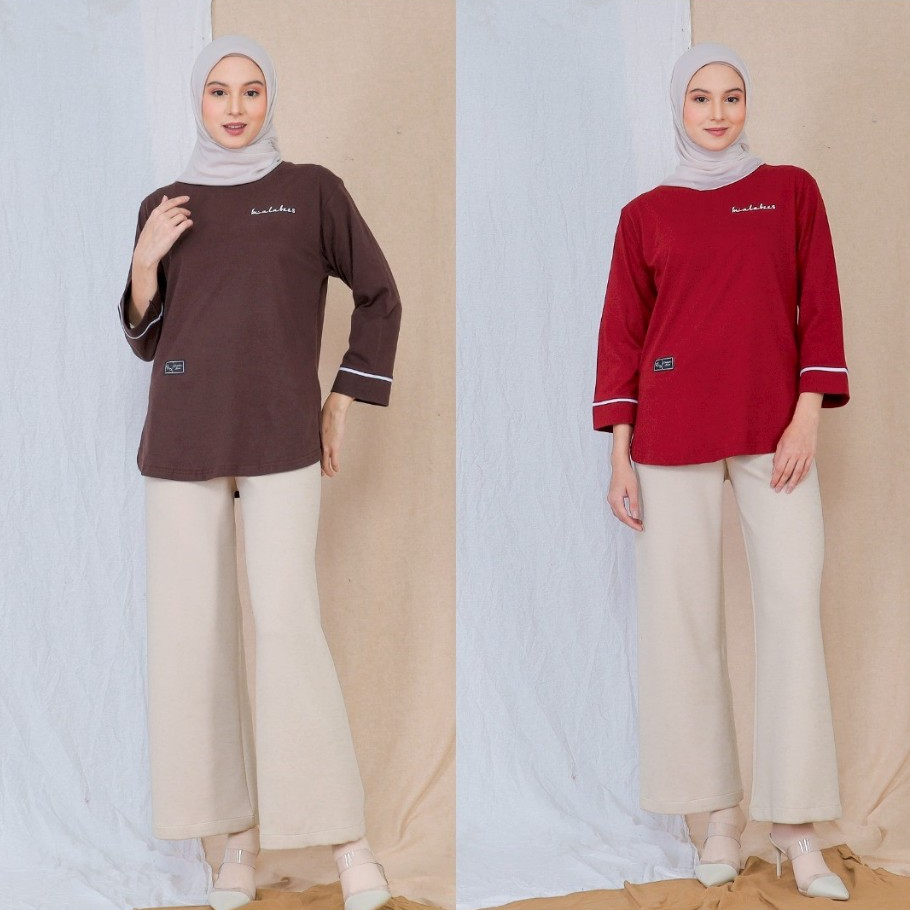 Kaos Lengan Panjang Wanita Muslim Cotton Combed 20s Premium Terbaru Kekinian Original Fashion