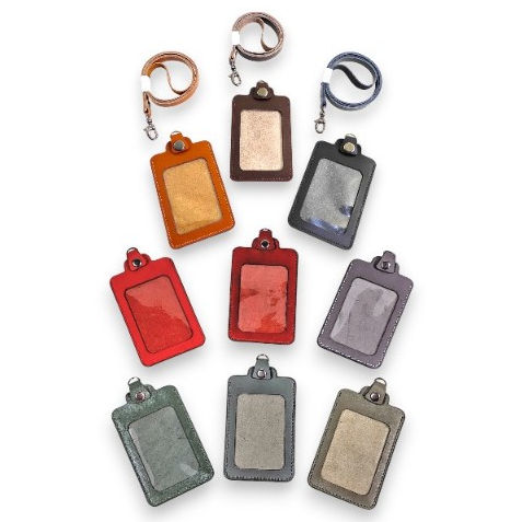 

Leather Name Tag/ Lanyard ID Card Holder Kulit Asli Free Grafir Laser