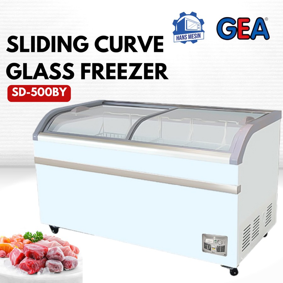SLIDING CURVE GLASS FREEZER (GEA) SD-500BY / Freezer Box GEA 500 Liter