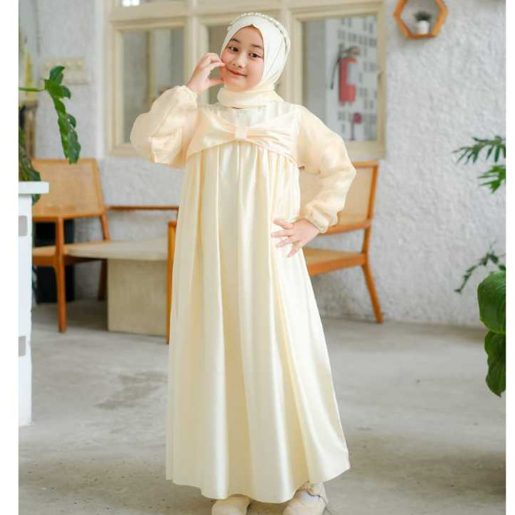 Gamis Anak Perempuan / Baju Muslim Usia 5-12 Tahun // Dress Armani Silk Berpayet // Mahira Set