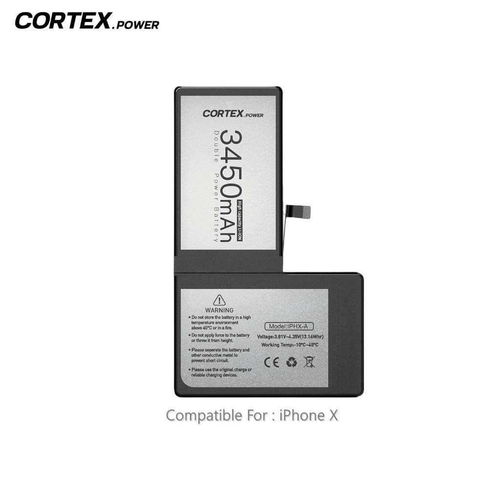Cortex Power Baterai iPhone X / iPhone 10 Double Power IC High Capacity Batre Batrai Baterai Battery