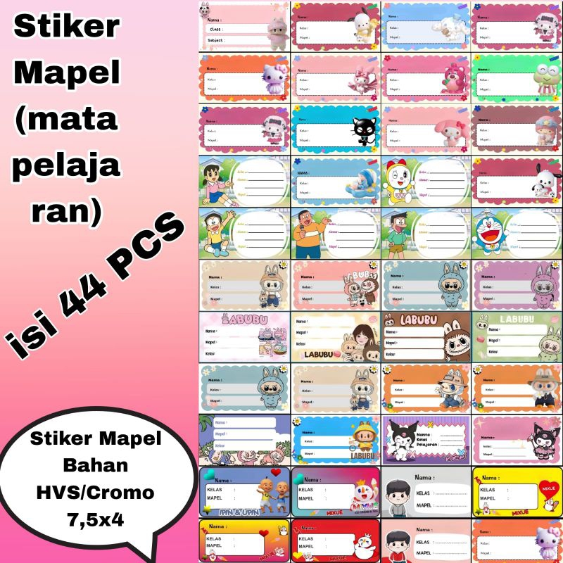 

44 PCS STIKER LABEL PELAJARAN - STIKER MAPEL - STIKER MATA PELAJARAN